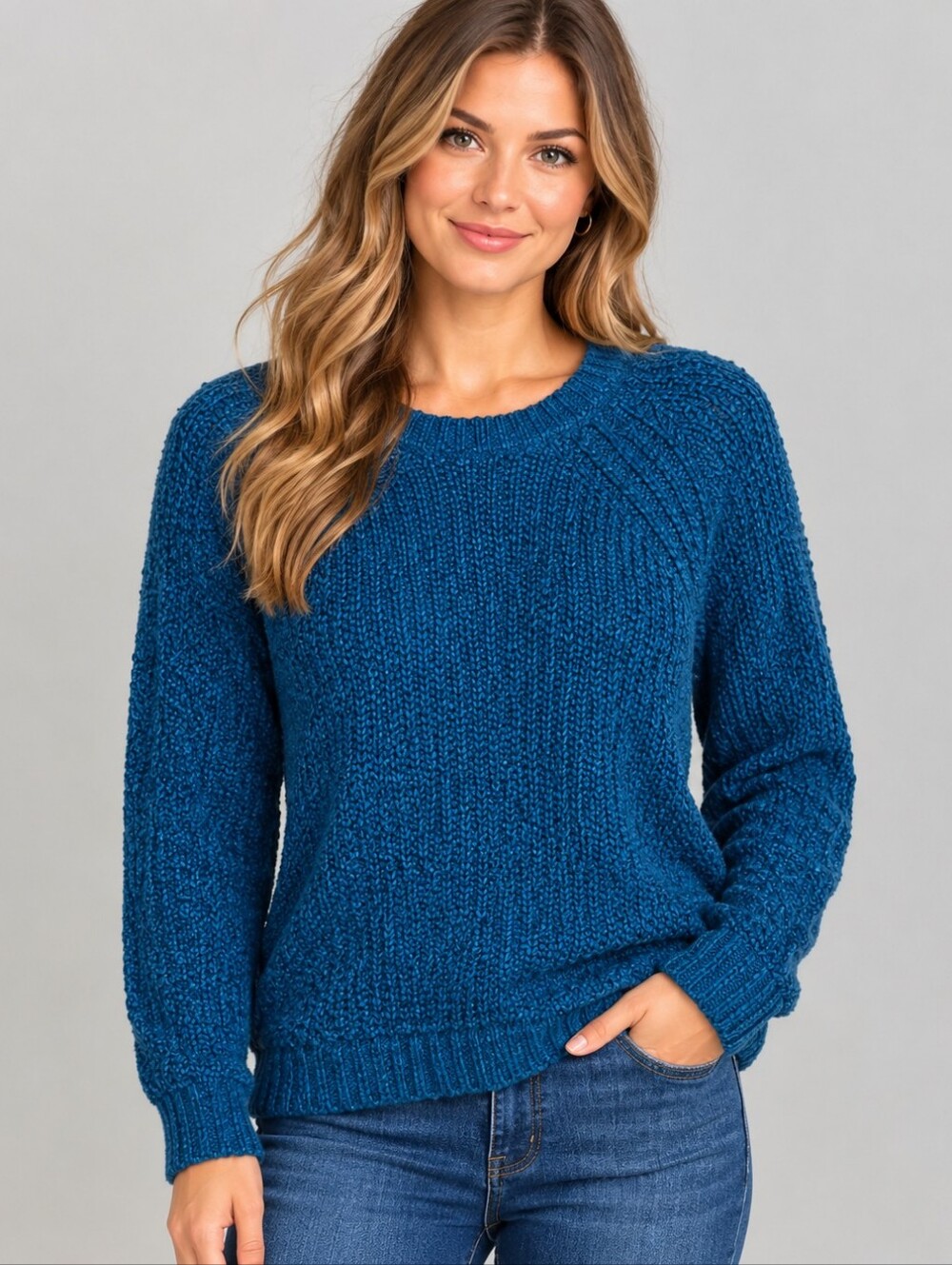 American Eagle Outfitters Teal Crew Neck Sweater 2016